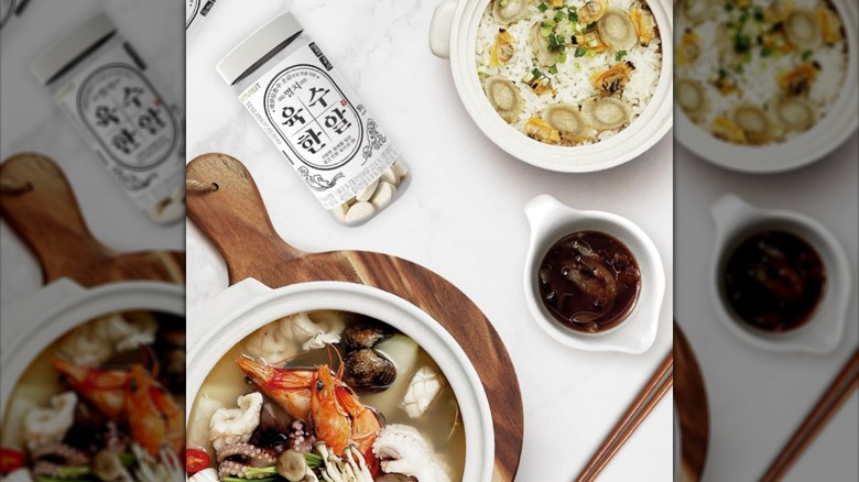 Anchovy broth tablets and soup