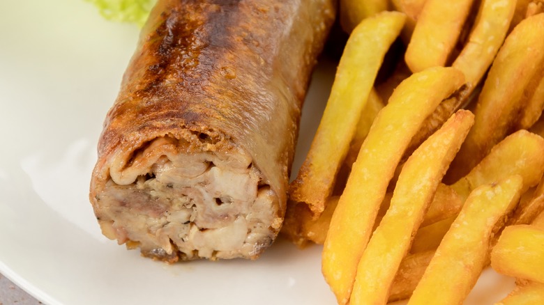 Sliced andouillete with fries
