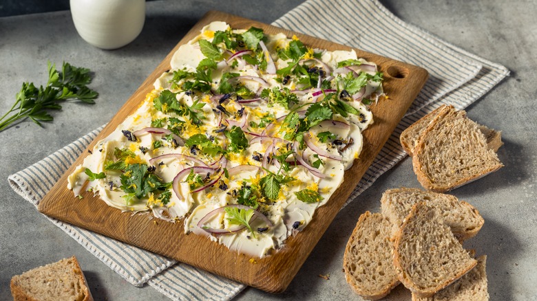 Butter board with bread