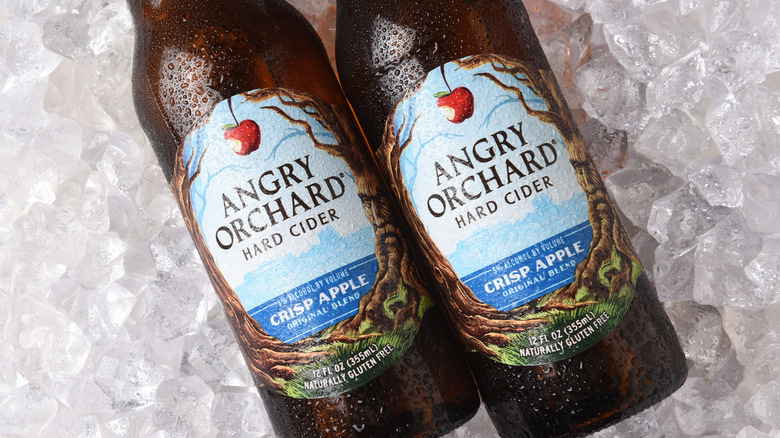 glass bottles of Angry Orchard