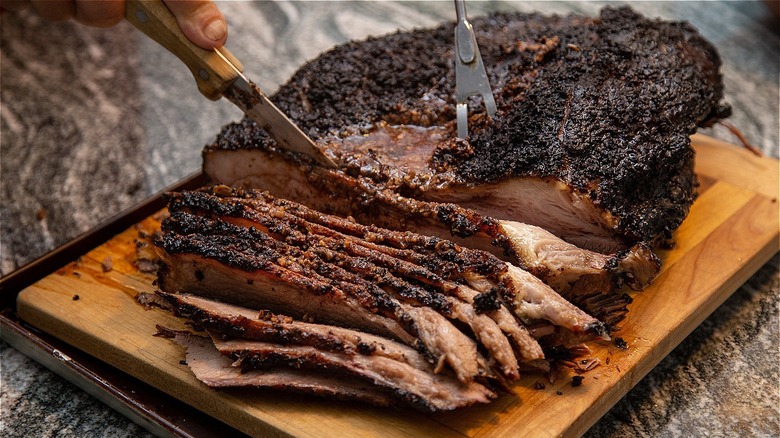 smoked brisket sliced