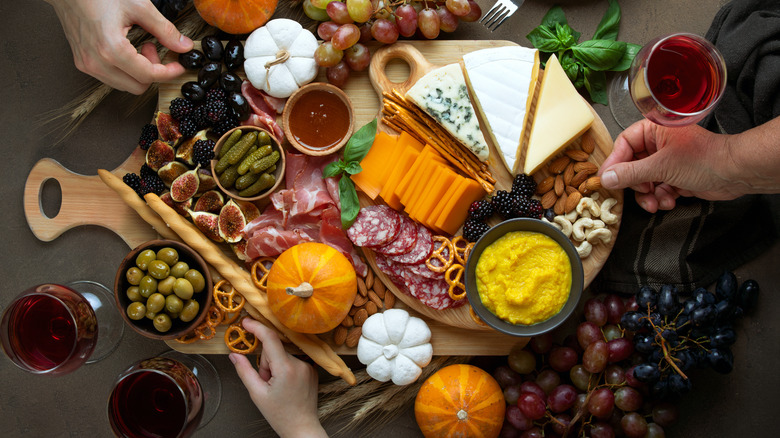 A charcuterie board close-up