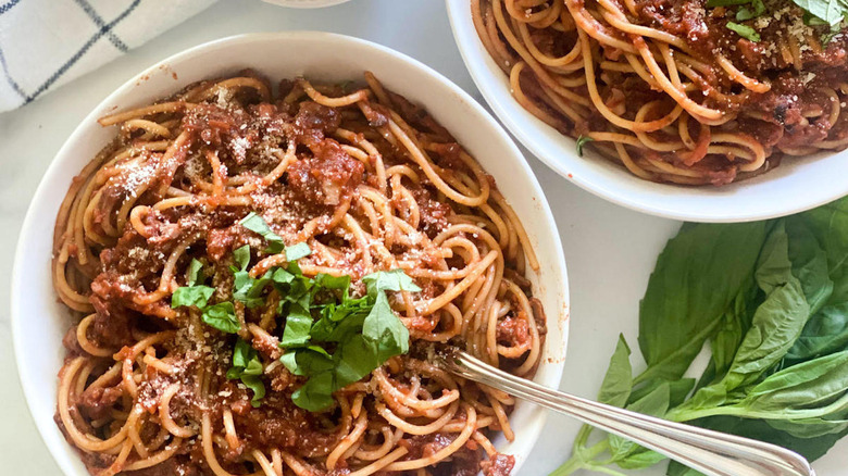 Bowl of spaghetti Bolognese