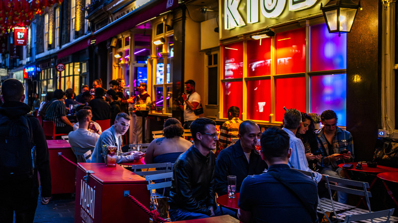 Customers at bar patio outside