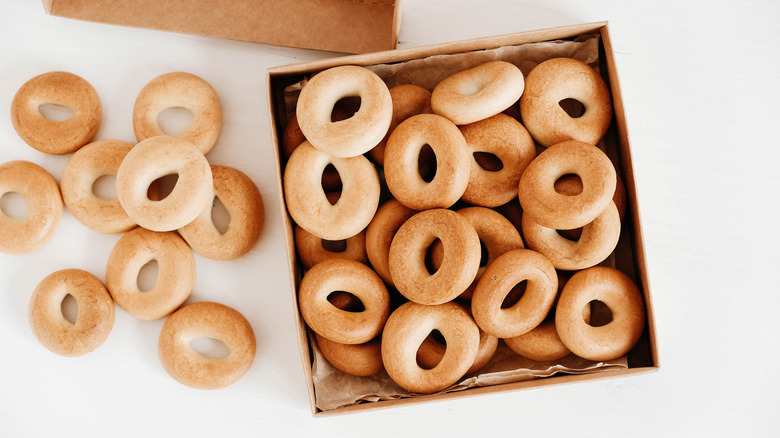 Box of plain bagels