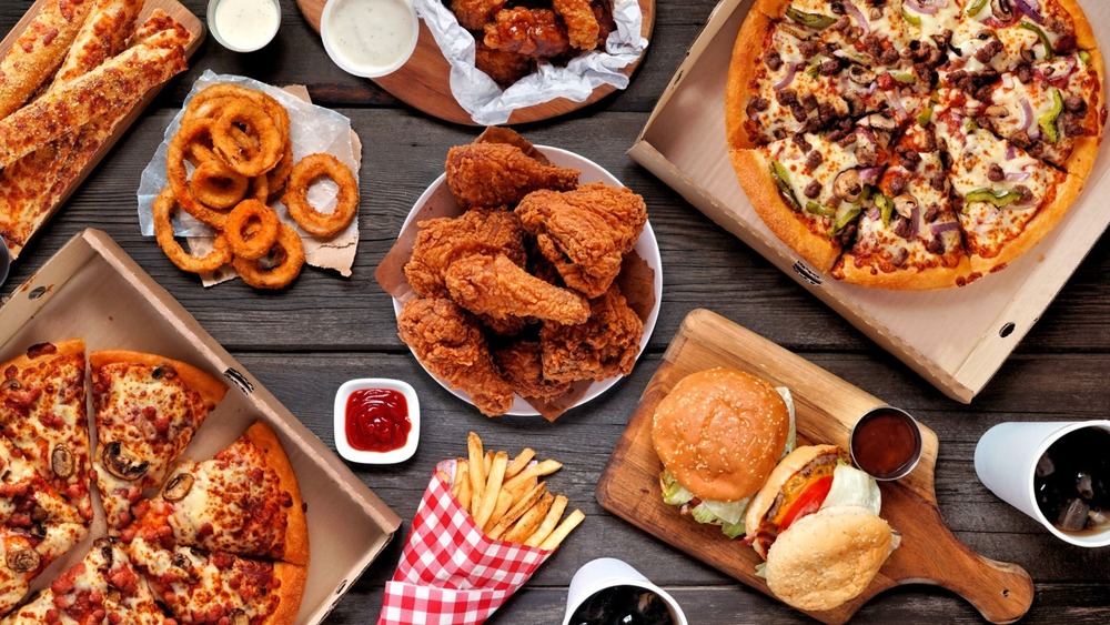 Table of fried American food