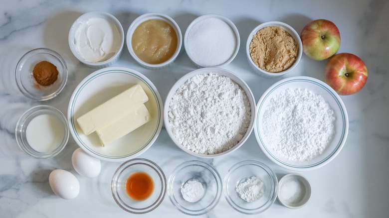 Ingredients for apple crumb coffee cake