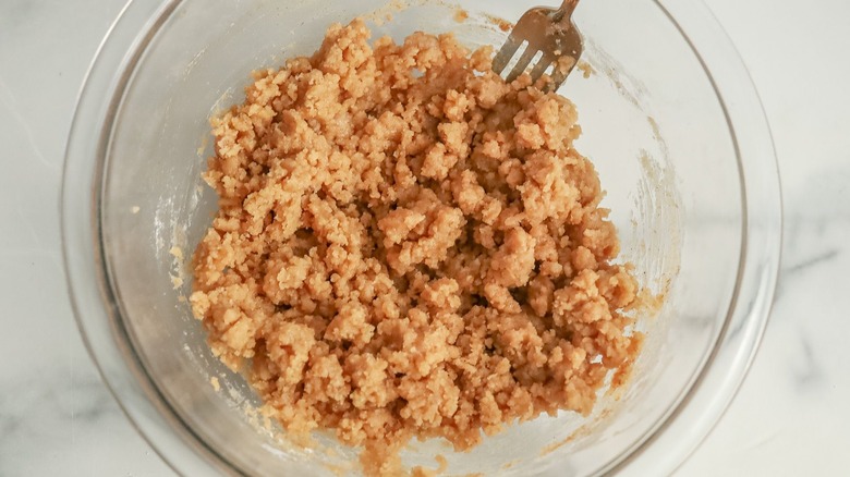 Coffee cake crumb topping in bowl