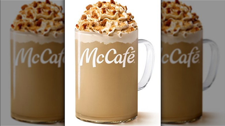 A McCafe caramel apple pie coffee drink on a white background