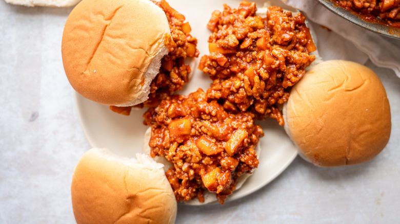 Sloppy Joes on white plate