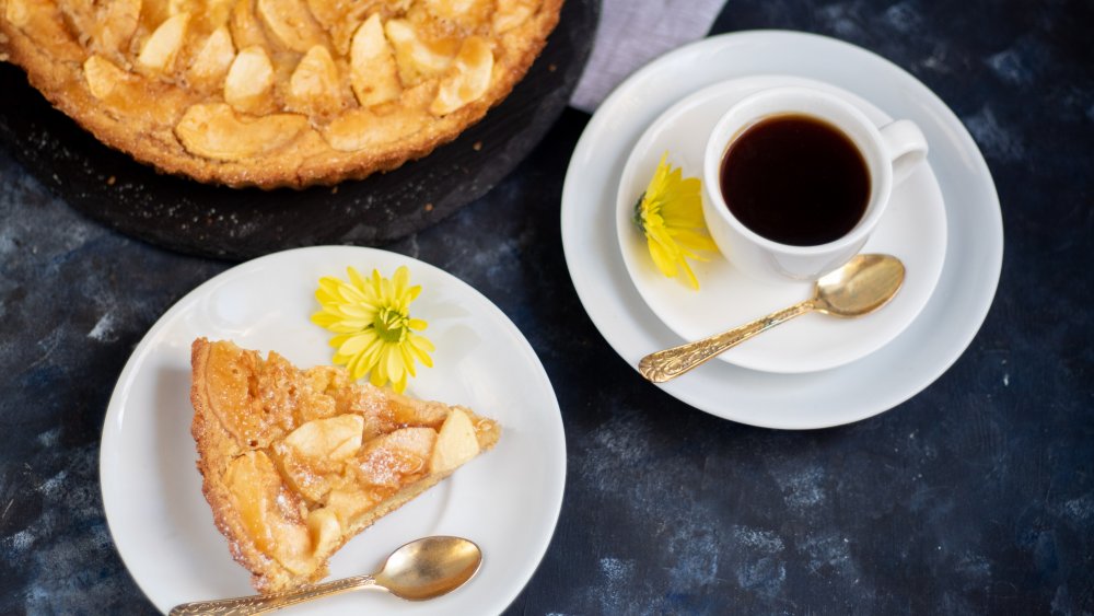 Apple pie with a cup of coffee