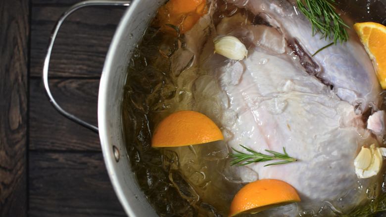 turkey brine in a pot