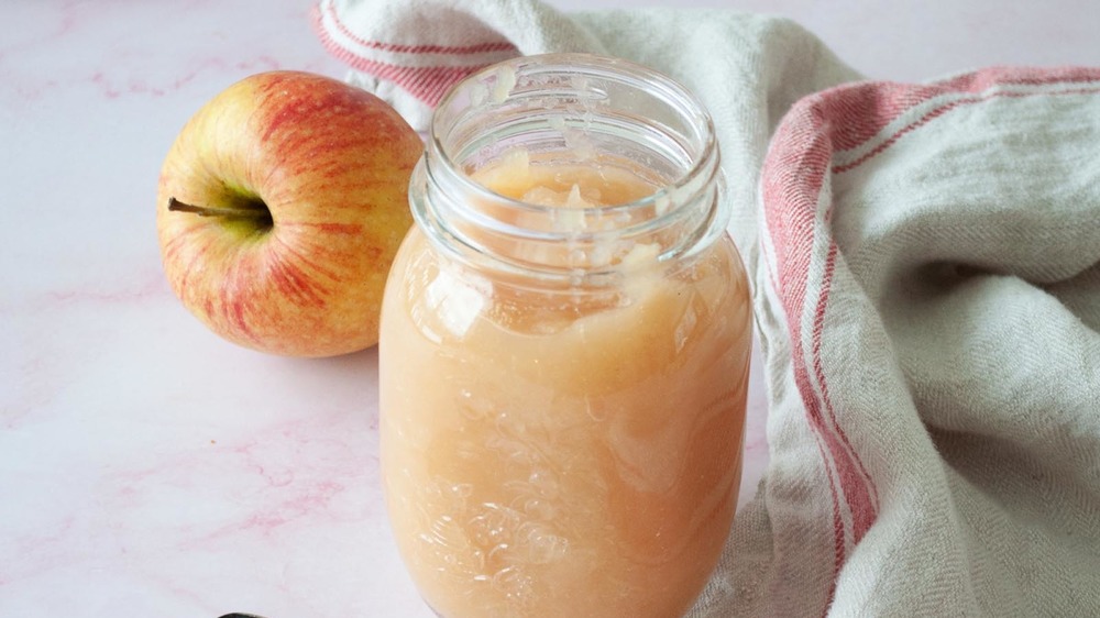 mason jar of homemade applesauce