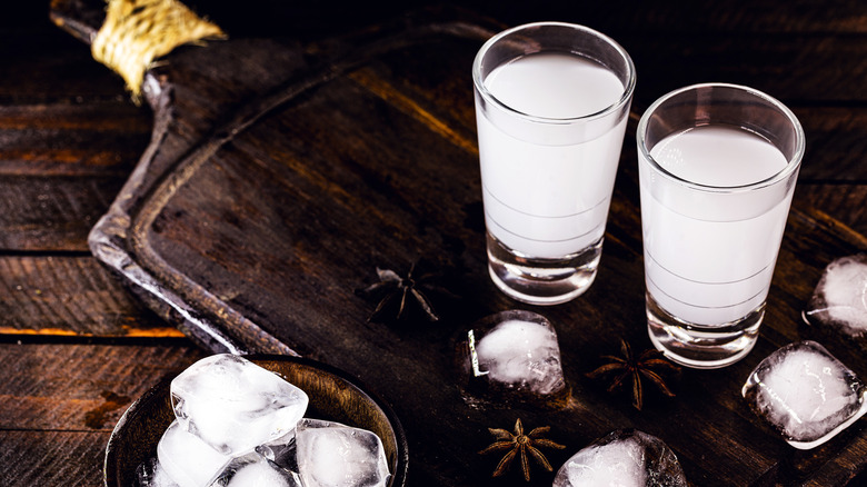 arak with water and anise pods on board