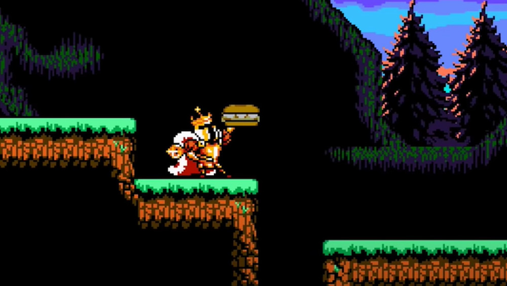 Shovel Knight holding an Arby's burger