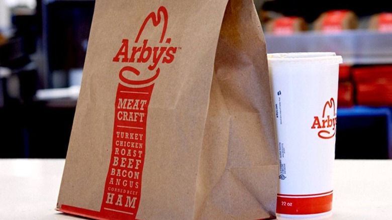 Brown Arby's sandwich box