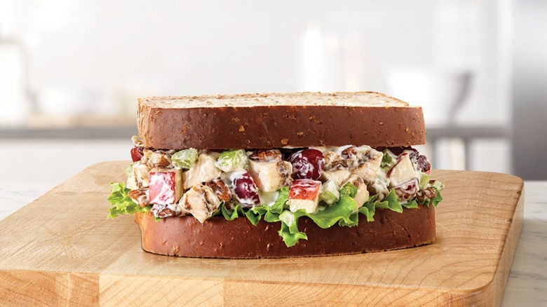 Arby's sandwich on brown wood