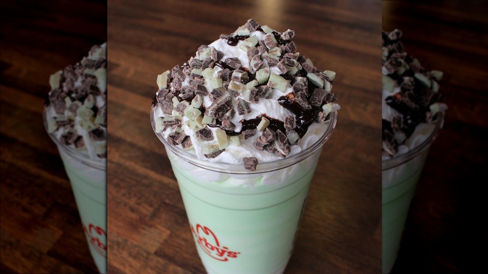 Arby's Mint Chocolate Shake on table
