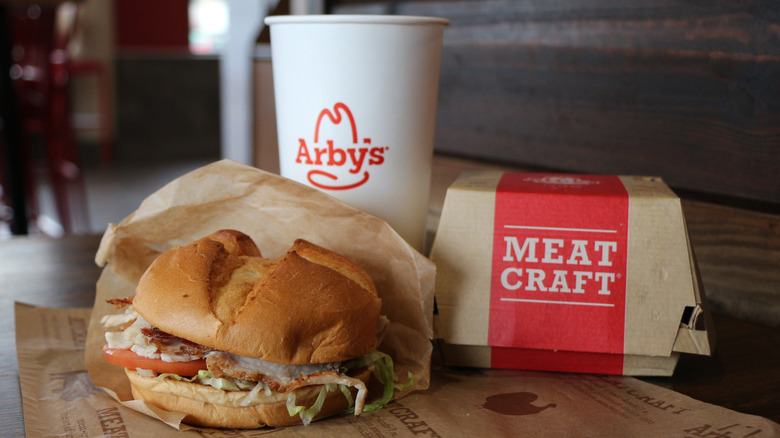 Arby's drink and sandwich