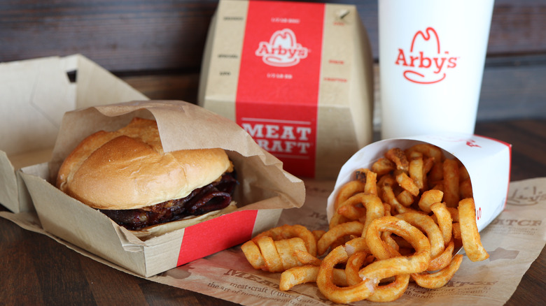 Arby's brisket sandwich fries drink