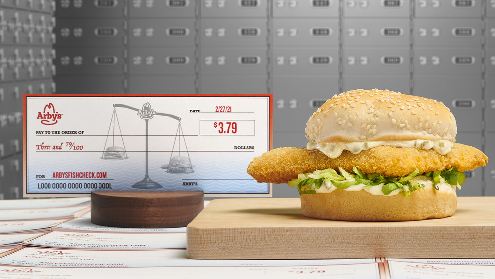 Arby's sandwich with fish check