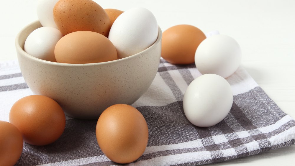Brown and white eggs