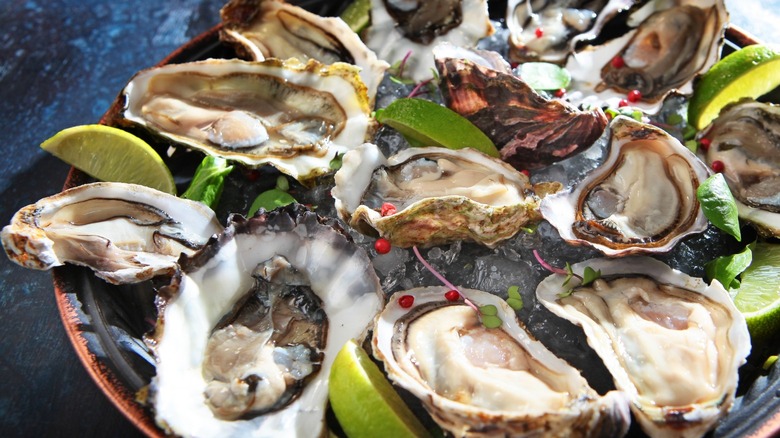 Oyster platter with limes