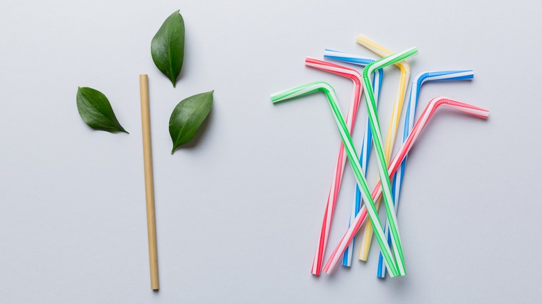 paper and plastic straws
