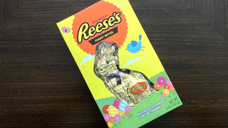 Reese's chocolate peanut butter bunny in the packaging