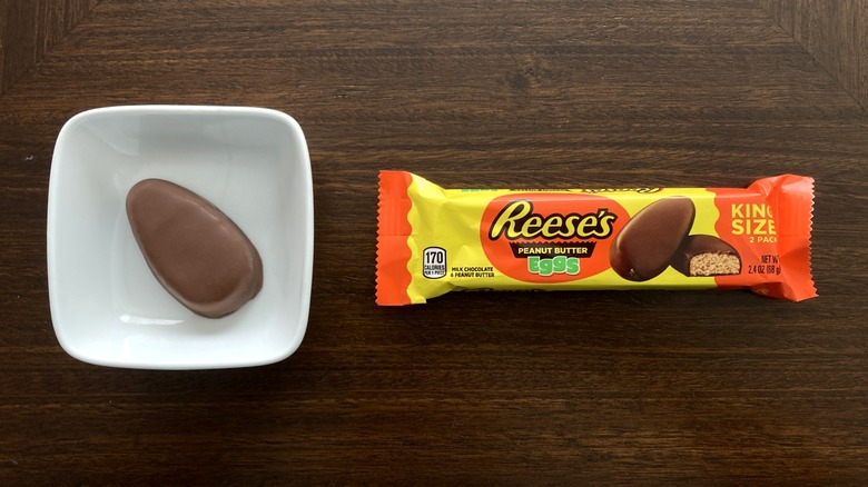 Reeses large eggs in the packet and in a bowl