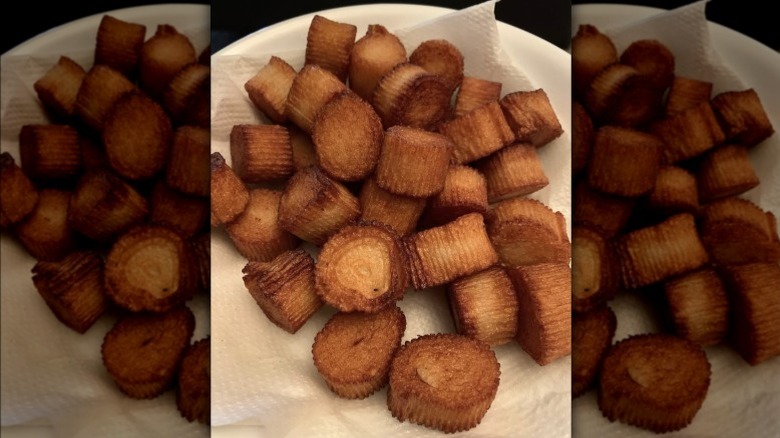 Golden fried imitation scallops