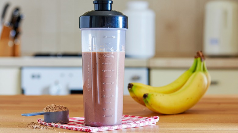 Protein smoothie in shaker cup