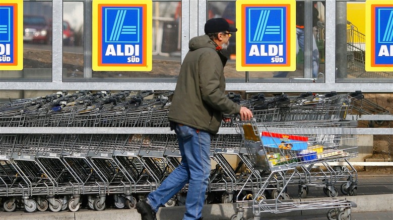 Aldi shopper with cart