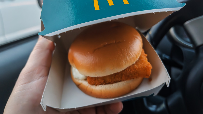 Filet-o-Fish in box with steamed bun