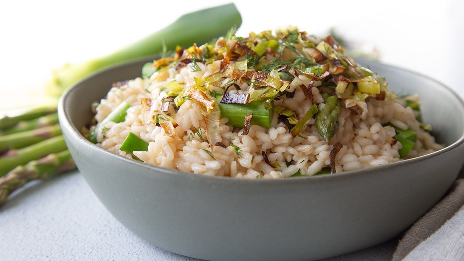Asparagus Risotto With Crispy Leeks Recipe