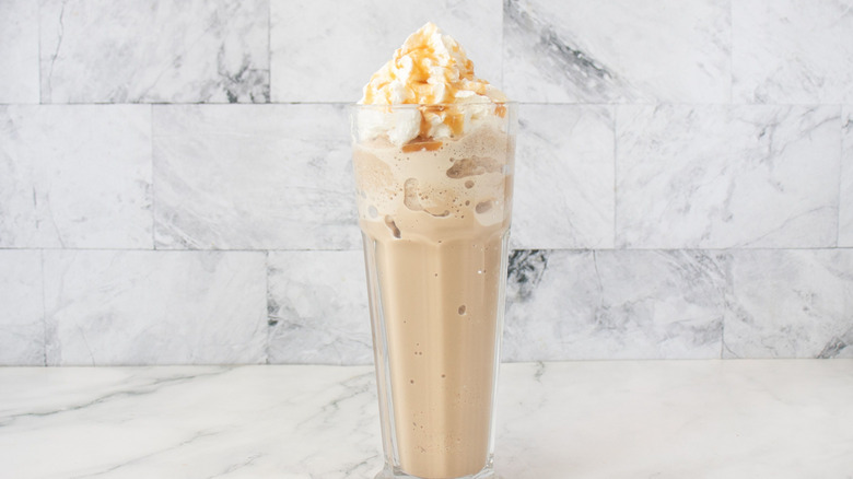 Caramel frappe in glass