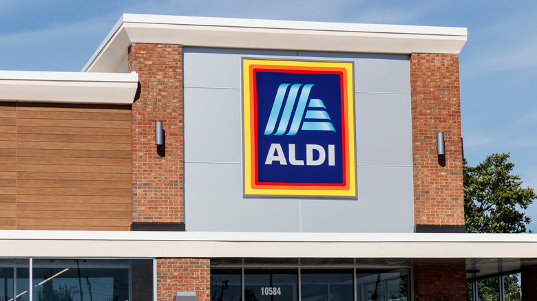 The exterior of an Aldi store