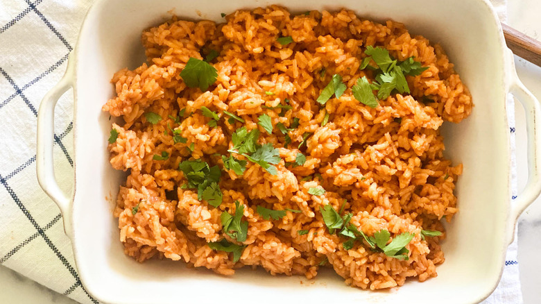 Authentic Mexican Rice Recipe in bowl 