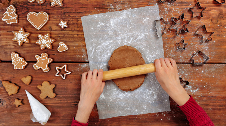 gingerbread dough on parchment paper 