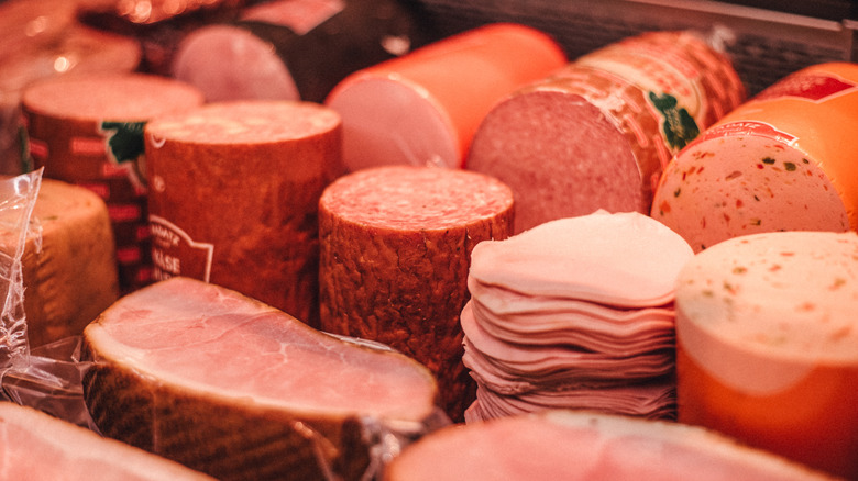 Deli meat in stacks