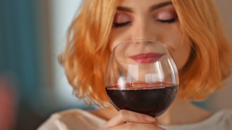 woman drinking wine