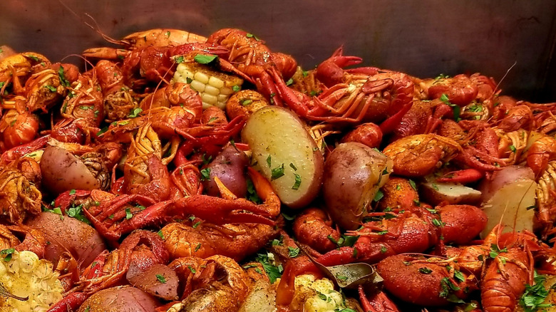mound of boiled crawfish