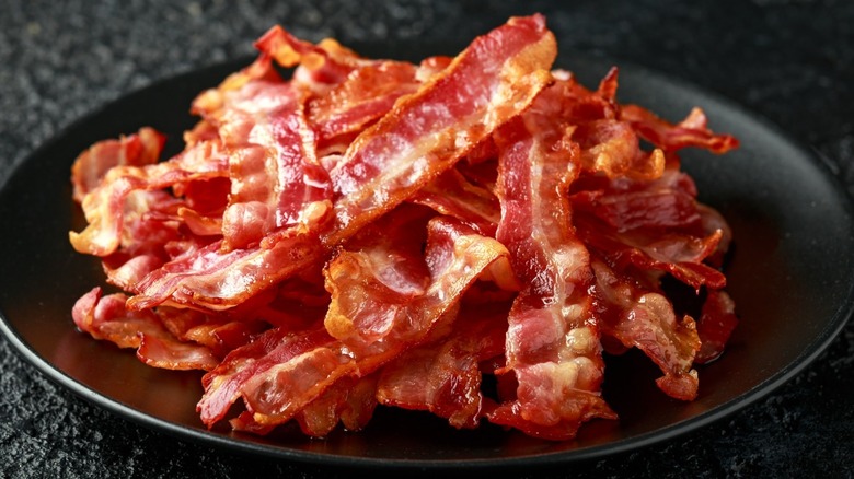 crispy bacon strips on plate