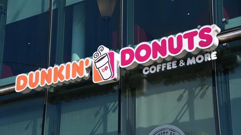 Dunkin' sign on building