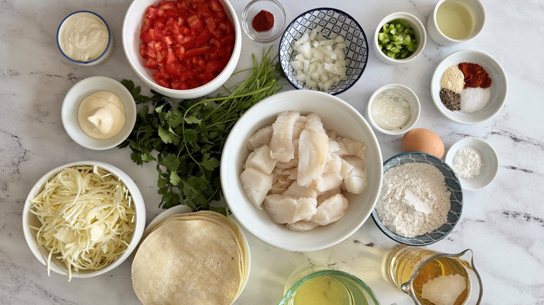 Ingredients for Baja-style fried fish tacos