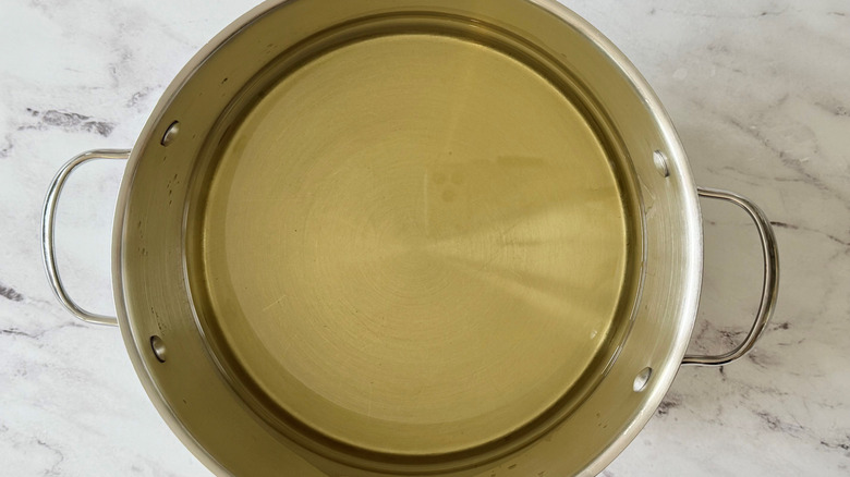 Oil in large pot