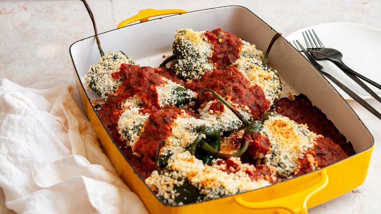 a finishd platter of chile relleno