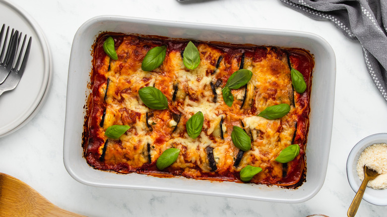 baked eggplant rollatini dish