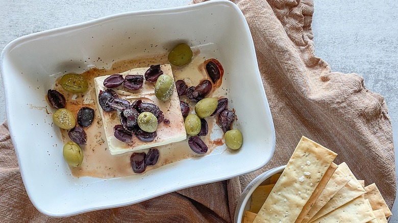 baked feta with olives dip