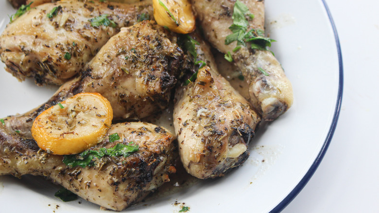 Baked Lemon Chicken served on a plate